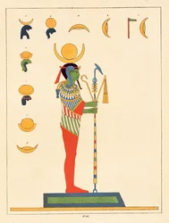 Der Gott Chons, Illustration aus Pantheon egyptien: Sammlung der mythologischen Figuren des Alten Ägypten von Jean-Francois Champollion, veröffentlicht 1823-25